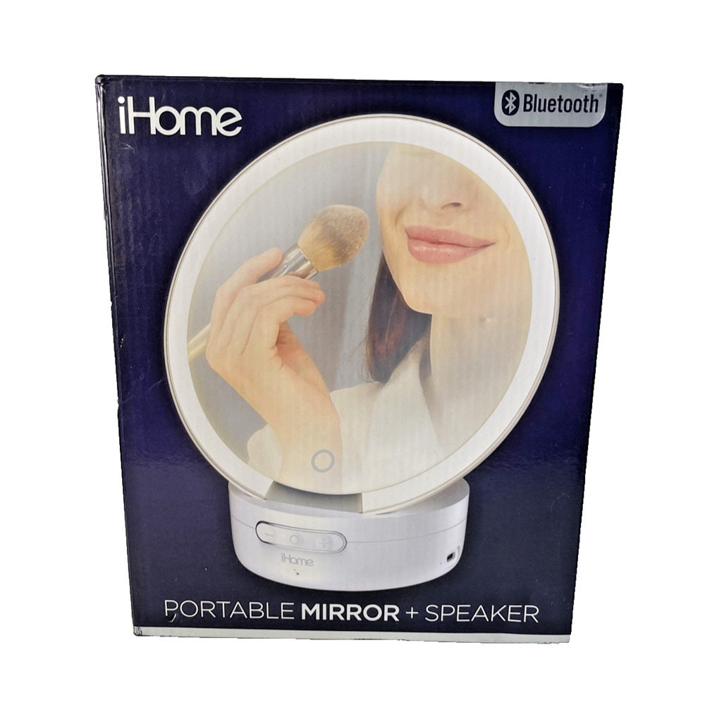 iHome Bluetooth Portable LED Makeup Mirror w/ Speaker 3 Light Modes Handheld